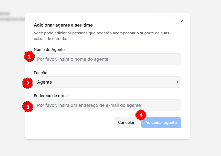 Formulário de adicionar agente