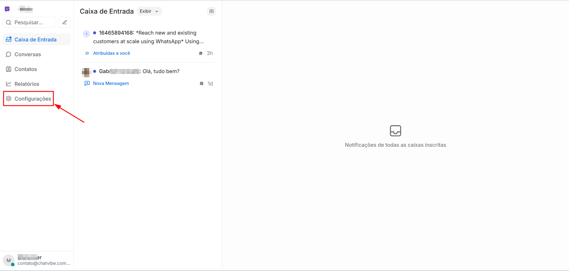 Clique em Configurações