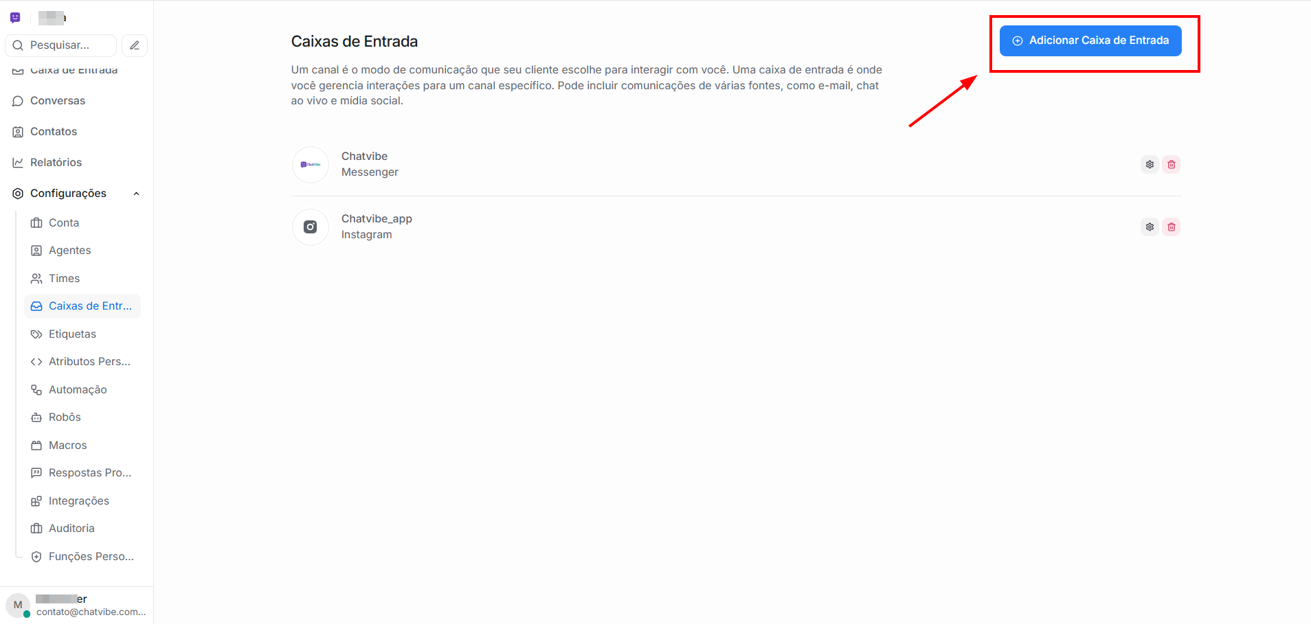 Adicionar Caixa de Entrada