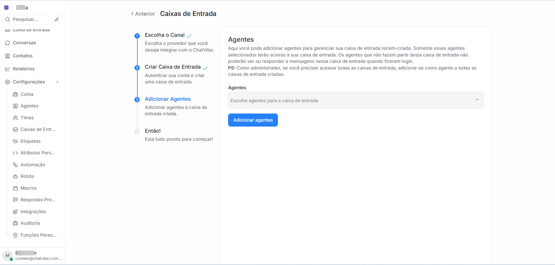 Adicionar agentes à caixa
